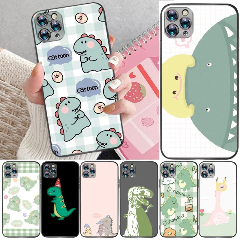 

Cute Funny Flowers Couples Dinosaur Color Painting Phone Case For iPhone 12 Pro Max SE 2020 Mini Cases Coque Back Cover Carcasa