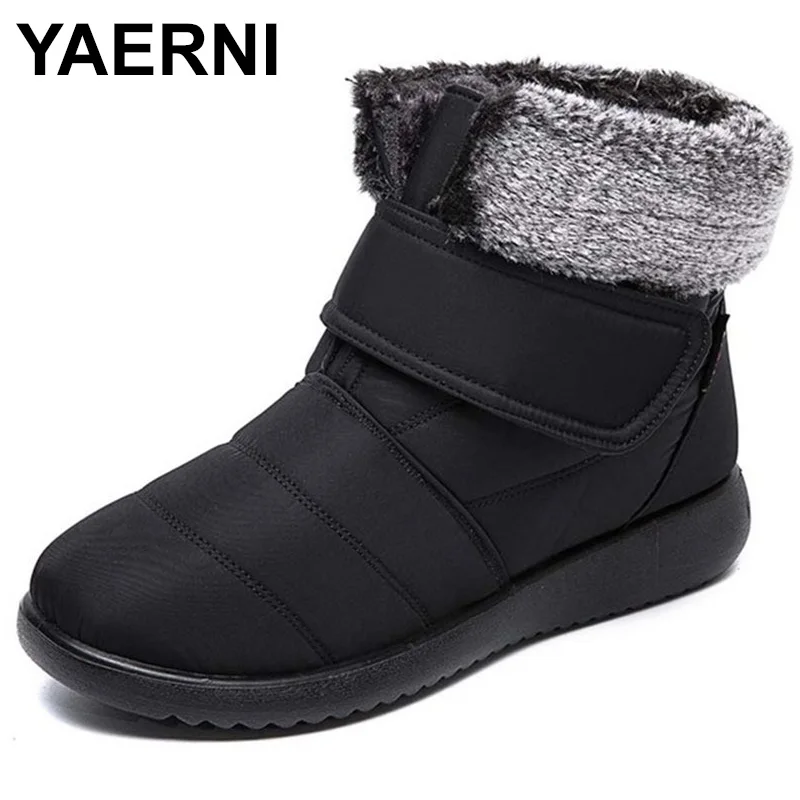

YAERNI large size snow boots female hook loop platform winter boots dwaterproof water female warm velvet fur shoe zapatos para