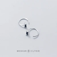 modian rectangle obsidian fashion silver hoop earrings exquisite charm 100 925 sterling silver party ear for women fine silver