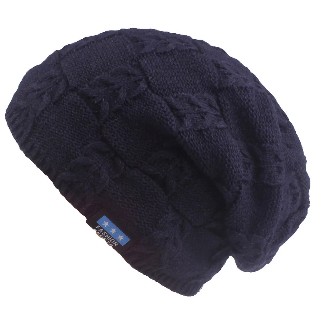 Шерстяные шляпы Вязаные Лыжные однотонные мужские береты с надписью мешковатые