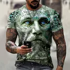 Мужская футболка с коротким рукавом, черная футболка в джентльменском стиле с 3D рисунком, лето 2021