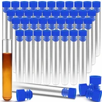 50 pcs 13ml clear plastic test tubes with blue cap 16x100mm vials container sample tubes for liquid scientific experiments