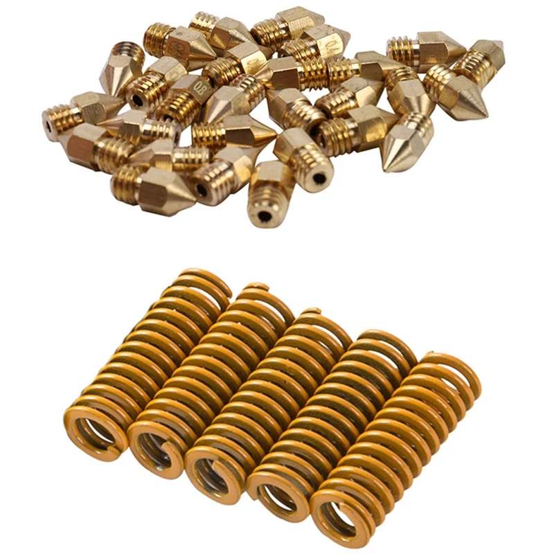 

28 Pieces 3D Printer Nozzles MK8 Nozzle & 5x 3D Printer Hot Bed Spring Flat Plate Extruder Spring for Creality Ender