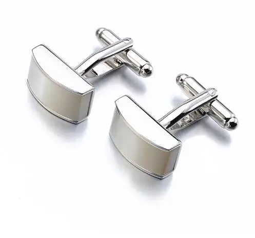 

10pairs/lot Luxury White Shell Cufflinks Rectangle Natural Sea Shell Cuff Links Cuff Button Men's Jewellery Gift