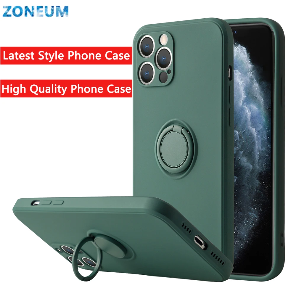 

Liquid Silicone Finger Ring Stand Magnetic Holder Bracket For iPhone 12 11 Pro Max Mini XR X XS Max 7 8 Plus SE 2020 Phone Case
