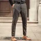 Новинка, мужские зимние клетчатые облегающие Стрейчевые шерстяные повседневные брюки в европейском стиле, мужские деловые брендовые модные длинные брюки