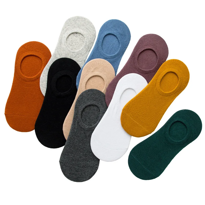

5 Pairs Female Boat Socks Pure Color Shallow Mouth Invisible Socks Spring And Summer Thin Silicone Non-Slip Trend Cotton Socks