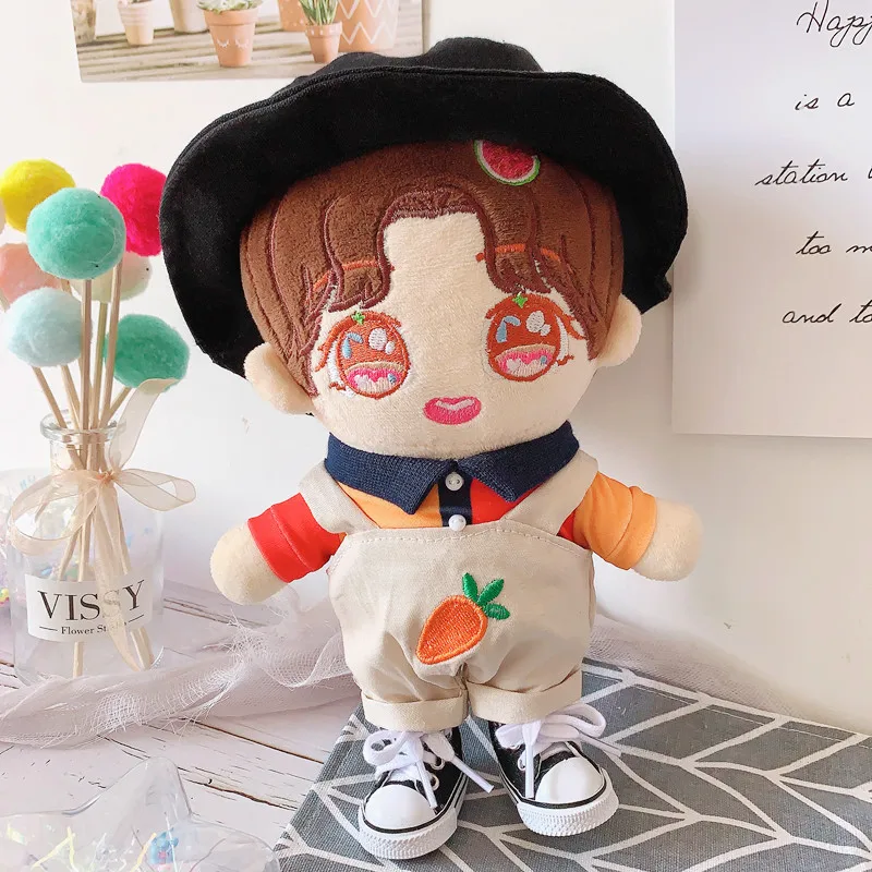 

20cm Doll Outfit Plush Doll's Clothes Carrot shirt shoes Stuffed Toys Dolls Accessories for Korea Kpop EXO Idol Dolls Gift
