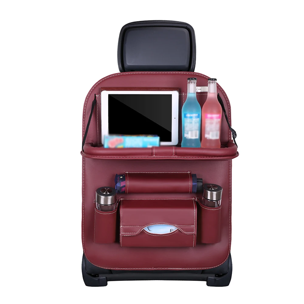 Wine red Новая Автомобильная сумка на спинку кресла складной настольный лоток дорожный органайзер для хранения коврик для напитков стул для хранения компактный чехол для автомобильного сиденья сумка для хранения - Название цвета: Wine red