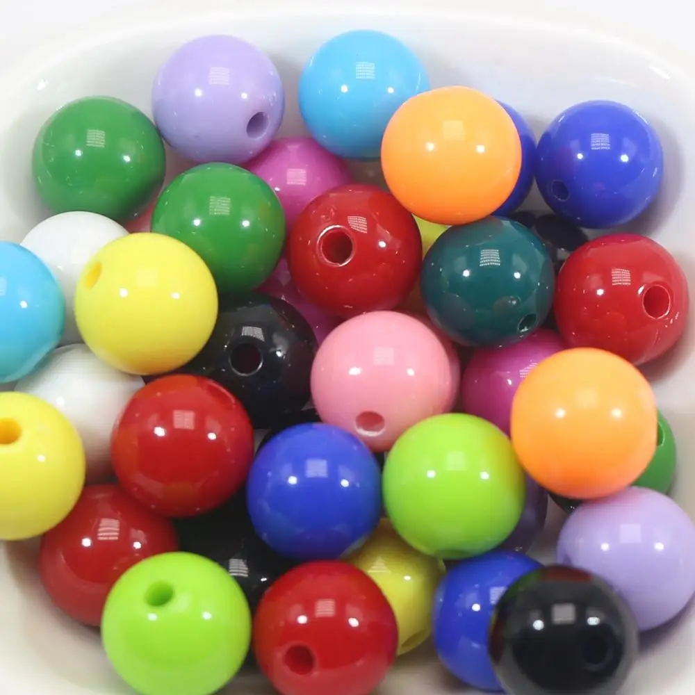 

100 Mixed Bubblegum Color Acrylic Round Beads 12mm(1/2") Smooth Ball