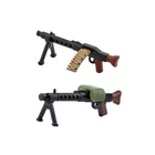 Пулемет MG34, военное оружие WW2, двухцветная цепь с принтом, барабан, армейский солдат, пистолет, аксессуары, кирпичи, игрушки для детей, C239