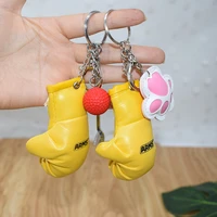 simulation pvc leather boxing gloves key chain bag pendant mini golf clubs keyring outdoor goods decoration