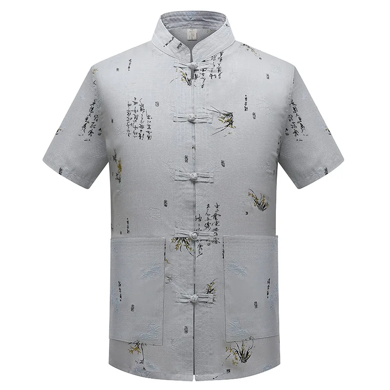 

Men Loose Collar Hanging Dyed Gradient Shirts Casual Short Sleeve Cotton Linen Shirt Chemise Homme Drop shipping top clothes