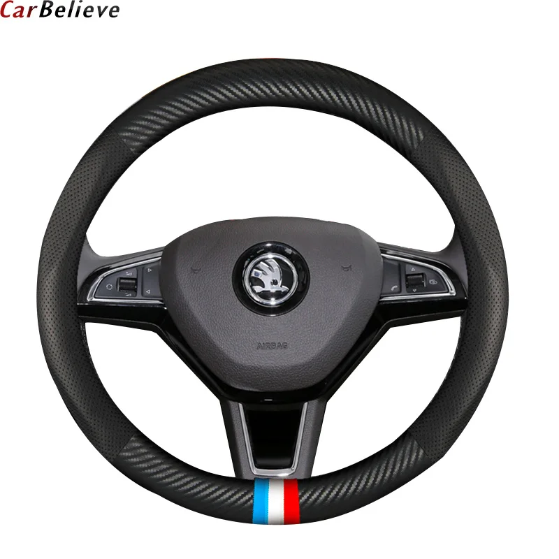 Чехол на руль из натуральной кожи для skoda superb 2 3 octavia 2 a5 fabia 1 karoq rapid, Yeti Kodiaq