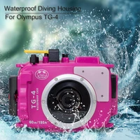 60m195ft waterproof box underwater housing camera diving case for olympus tg4 tg3 tg 4 tg 3 bag protective case cover pink