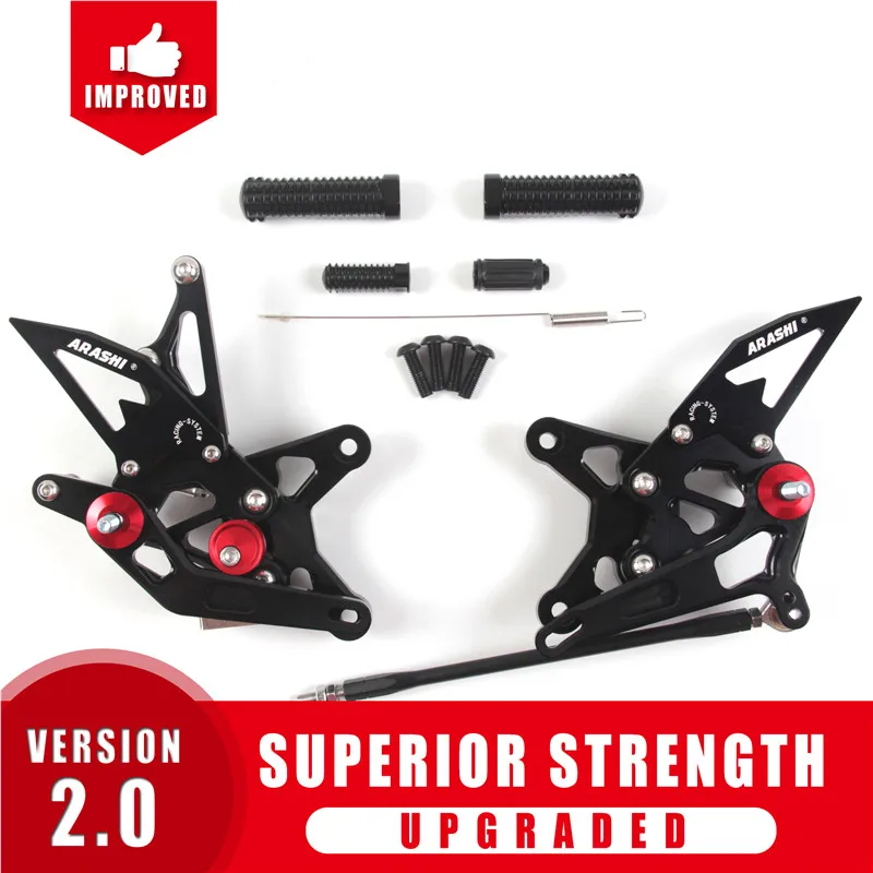 Black Араши подножка мотоциклиста для HONDA CBR600RR регулируемые Задние подножки CBR 600 RR 2007 2008 задний упор для ног CBR 600RR 07 08 CNC - Цвет: Black