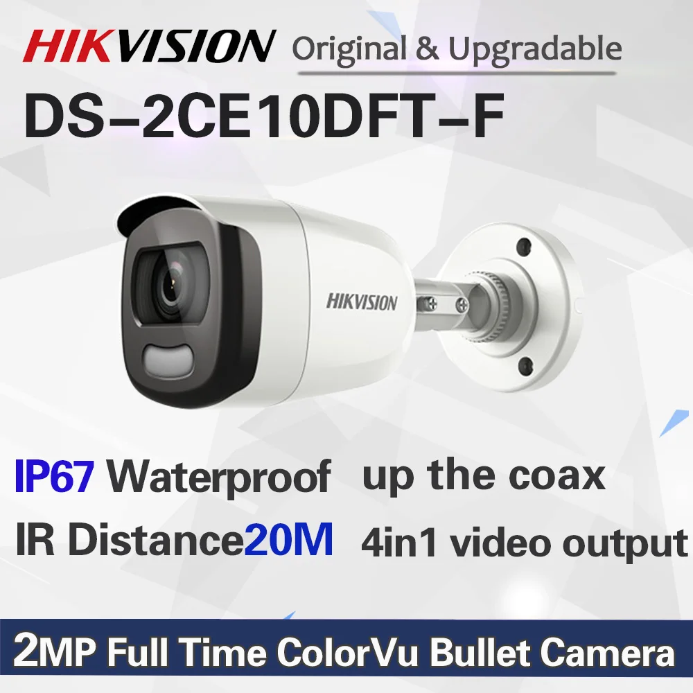 DS 2CE10DFT F 2MP Full Time ColorVu Bullet camera до 20 м белый светильник IP67 turbo HD TVI camera|Камеры