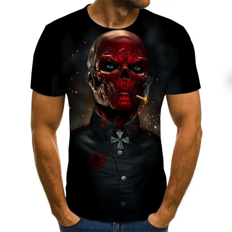 

2021 summer men and women scary clown polyester 3D printed T-shirt fashion casual round neck short sleeve top