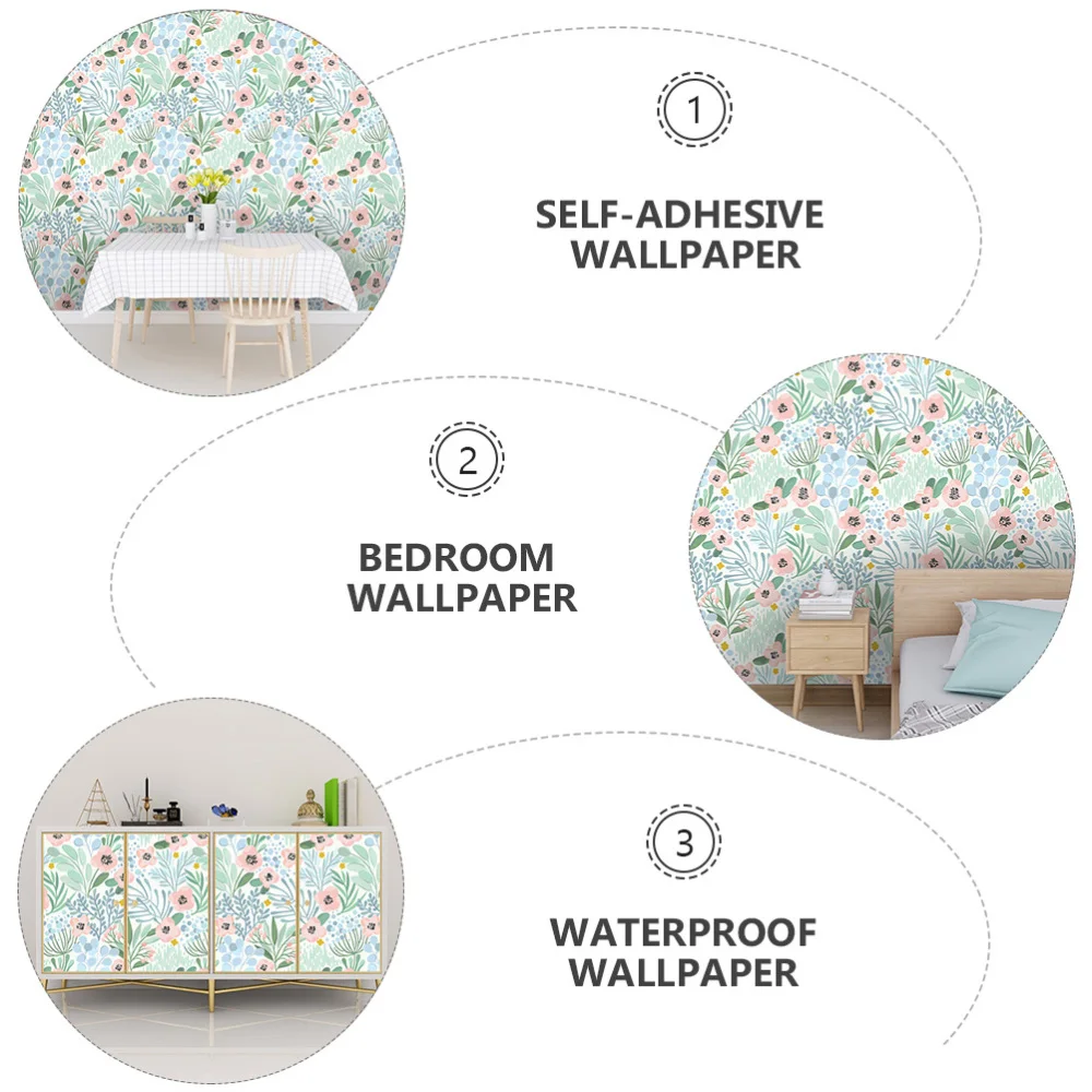 

1 Set Floral Style Wallpaper Background Green Plant Self-adhesive Wallpaper