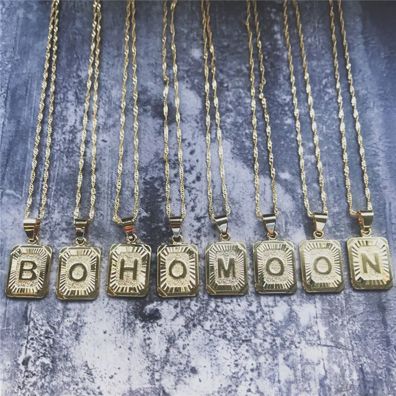 KSRA INS Bohomoon винтажное ожерелье с металлической цепочкой и буквенным принтом для