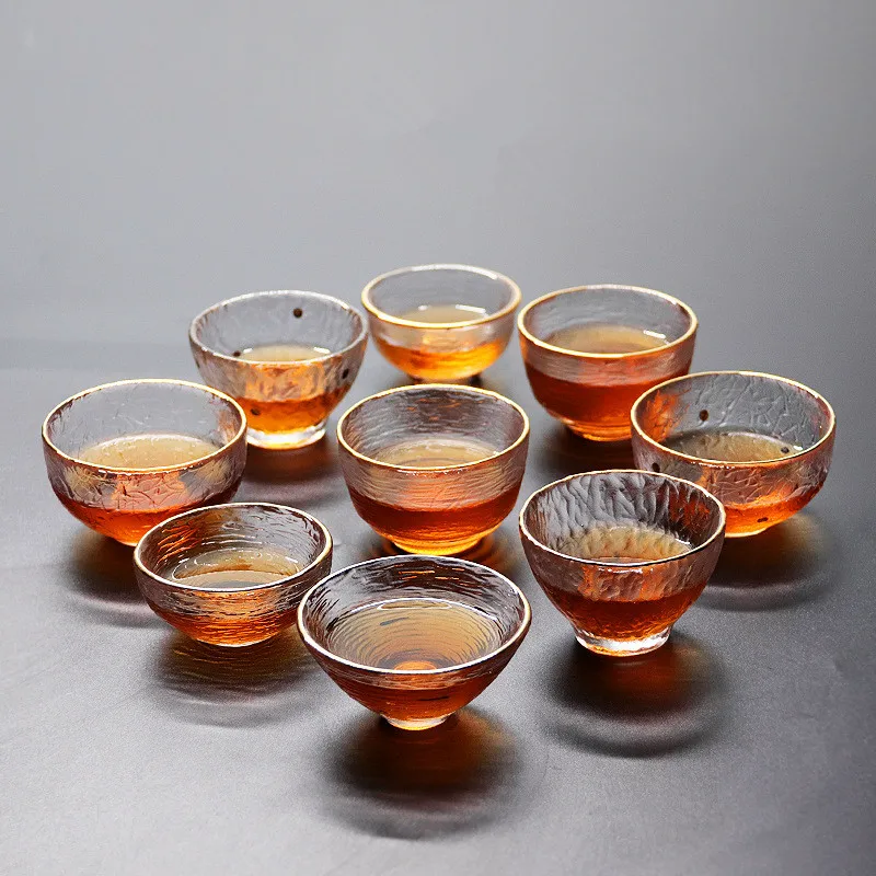 Японская шестиугольная чашка для чая мастер один стеклянный молоток узор