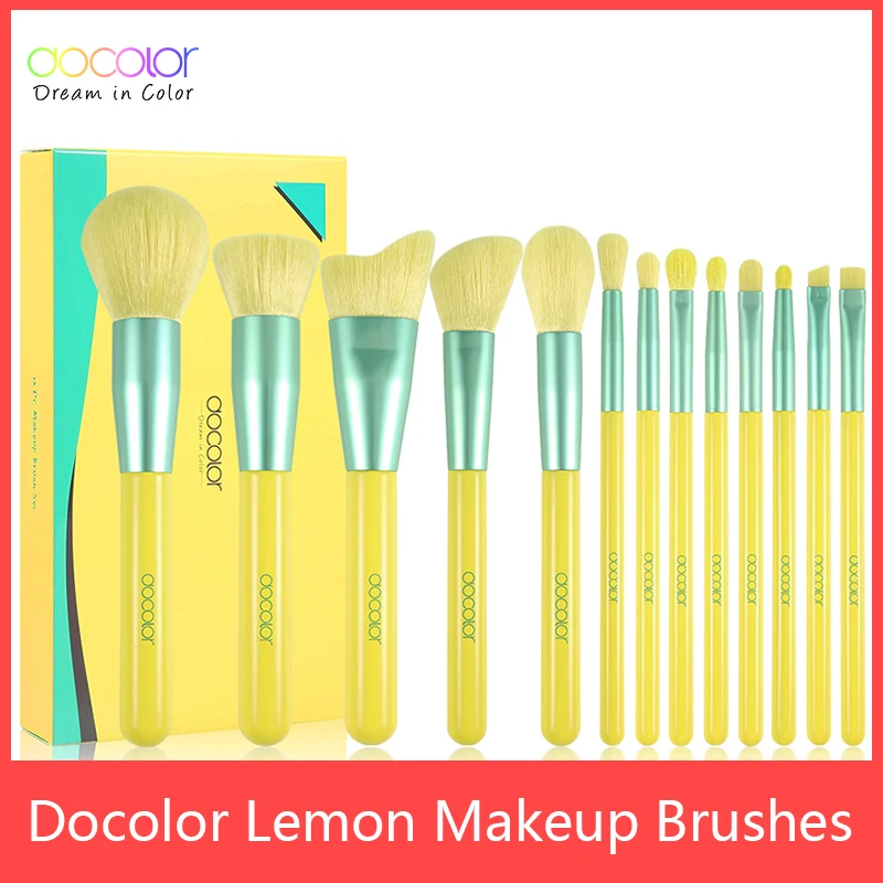 

Docolor 13PCS Neon Makeup brushes set Professional Beauty Make up brush Natural hair Foundation Powder Blush Eye Shadow Brush