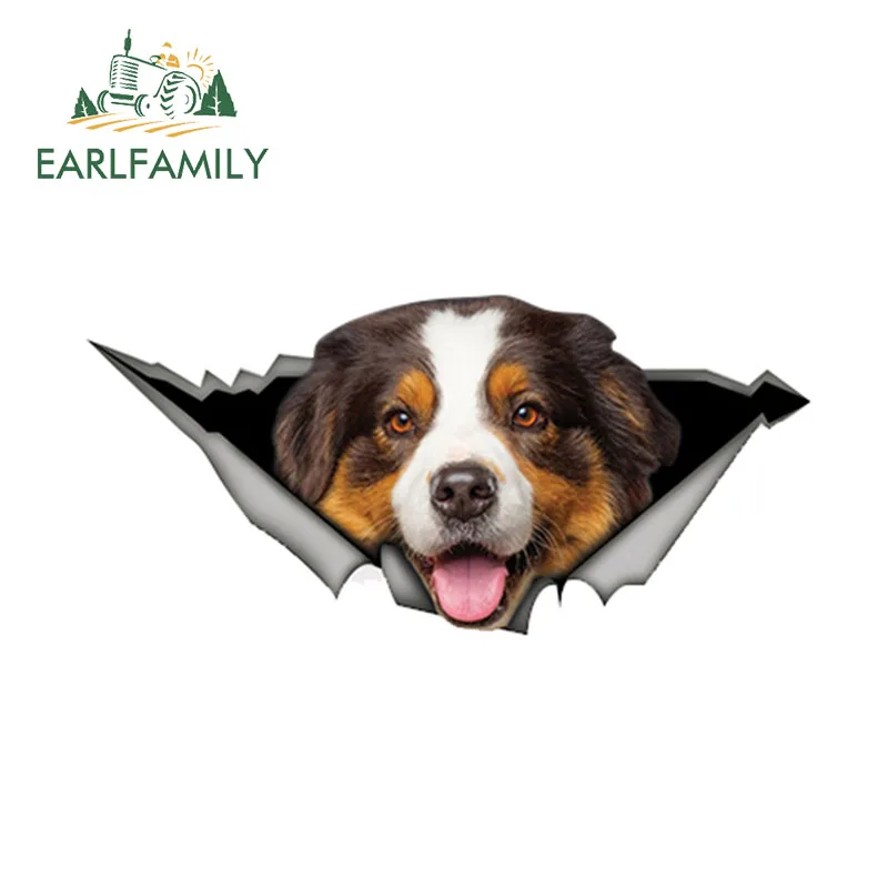 EARLFAMILY, 13 см x 6,1 см, коричневая Австралийская овчарка, автомобильная наклейка, рваные металлические наклейки, отражательные наклейки для автомобилей, декоративные наклейки для домашних животных, собак
