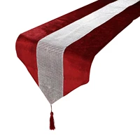 8 colors hot diamante table runner thick velvet chenille satin tasseled edge table decors wedding party decorations supply