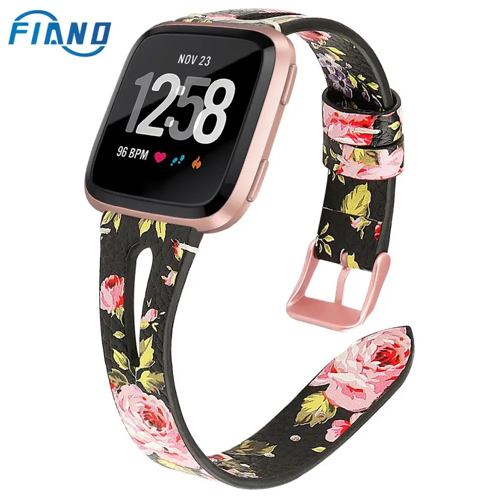 Модный кожаный ремешок с принтом для всех часов Fitbit Versa / LiTE /Versa 2|Ремешки часов| |