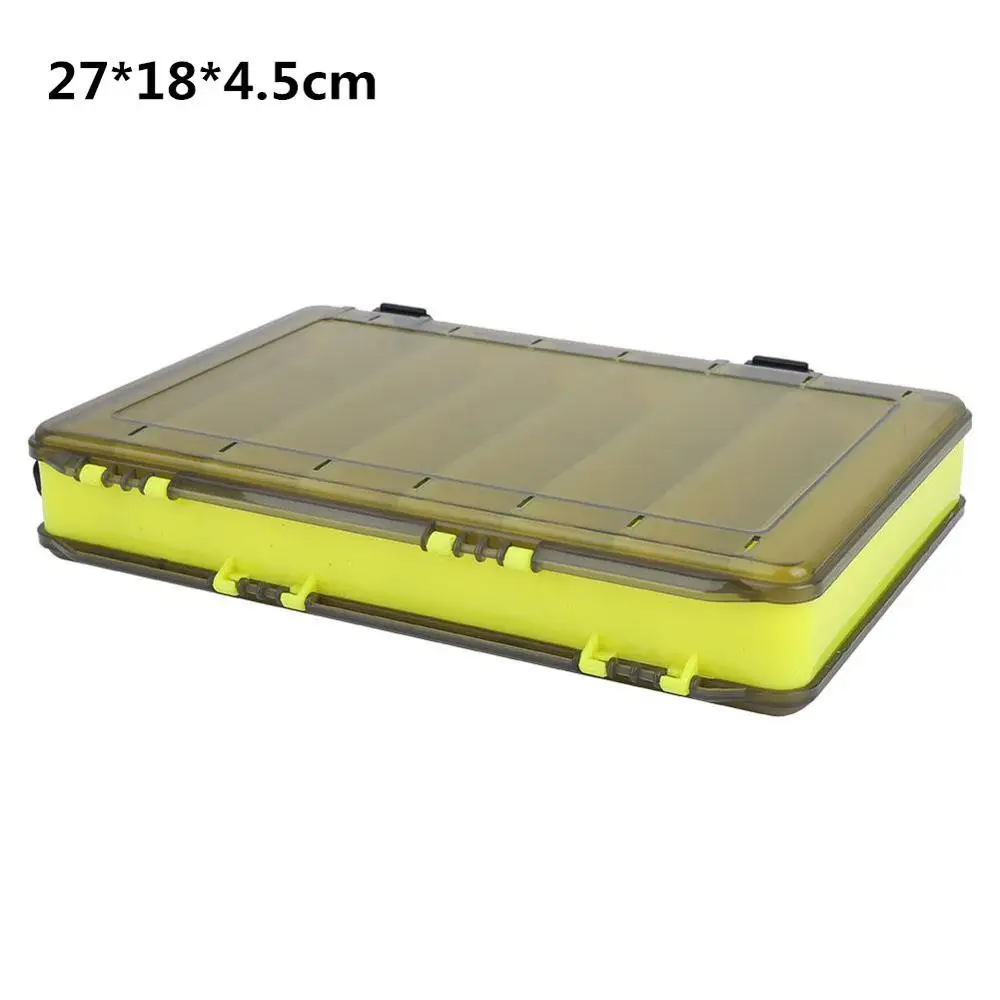 Double-side Fishing Tackle Box Wood Shrimp Tools Case Fishing Bait Lure Storage Case Multiple Compartment Large Fishing Tool box - Цвет: 27x18x4.5cm