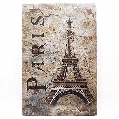 

Vintage Eiffel Tower, Paris, Metal Tin Sign, Wall Decorative Sign By