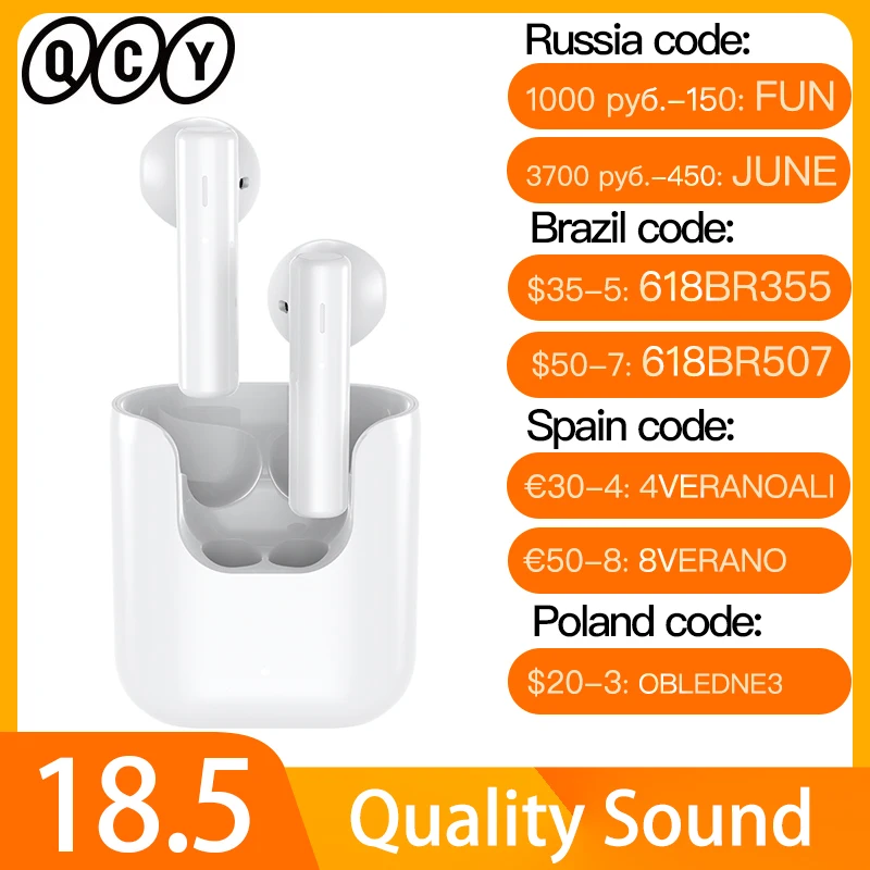  QCY T12 беспроводные наушники обновленная версия Bluetooth 5,1 TWS наушники AAC низкая задержка с портом Type C 