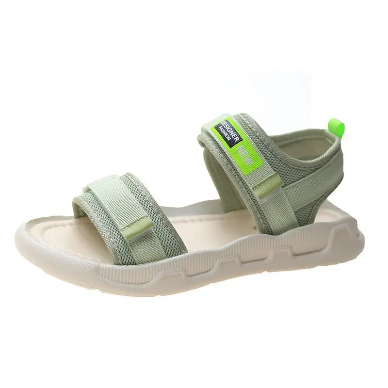 

Comfort Shoes for Women 2021 Summer Female Sandal Clogs With Heel Girls Low Thick Beige New Sports Beach Scandals Hook & Loop Ru