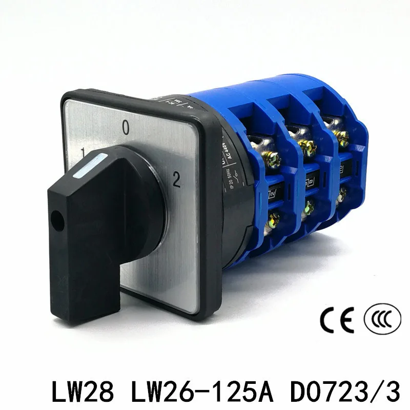Переключатель кулачковый LW28 LW26-125A/3 3 позиции длина фазы переключения мощности