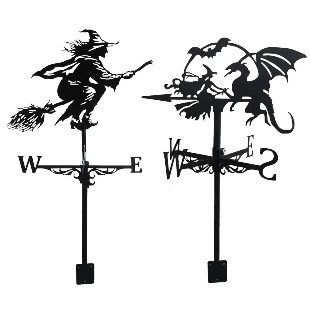 

Weathervane Metal Witch Dragon Weather Vanes Yard Ornament Wind Direction Indicator Retro Garden Stake Weather Vane Measurer