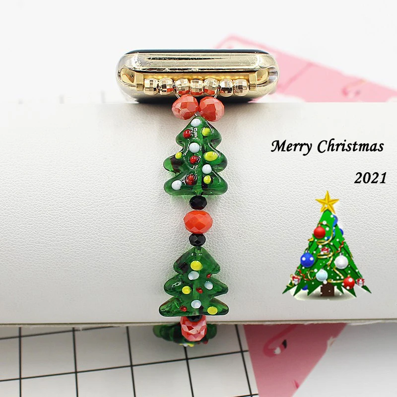 

Christmas strap for Apple Watch Series 7 41mm 45mm Jewelry Metal Belt 38mm/42mm luxury Bracelet iwatch band 6 SE 5 4 3 40mm 44mm