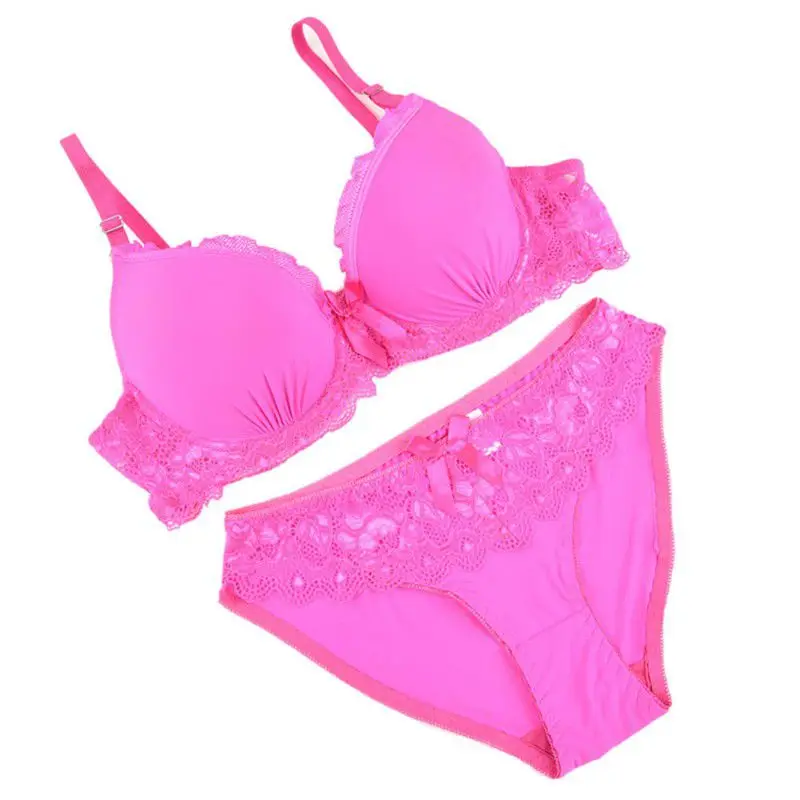 Роскошный однотонный кружевной бюстгальтер из 2 предметов короткие комплекты