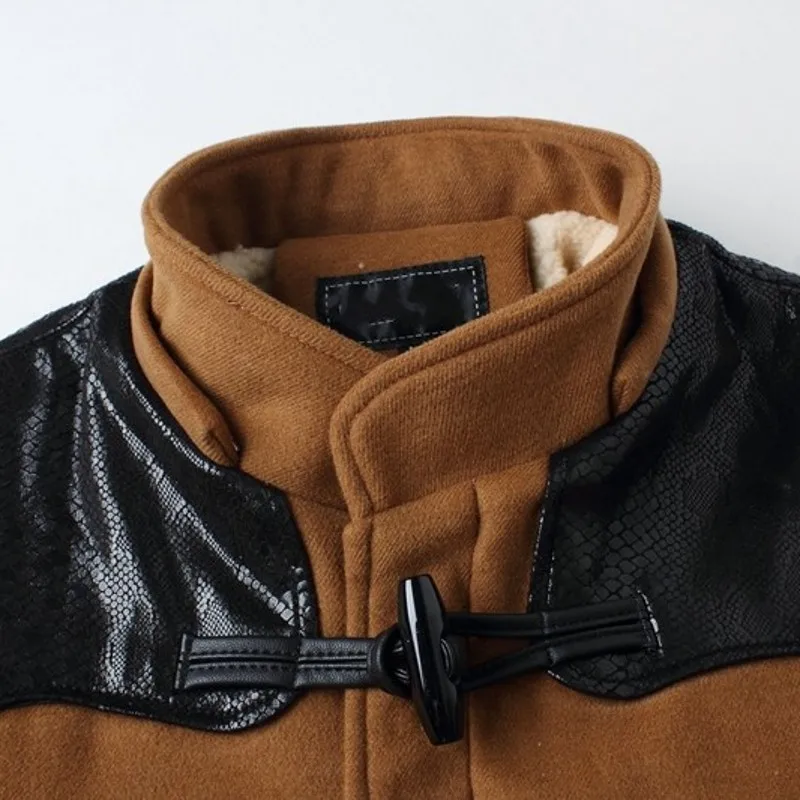 

Winter New Brand Fashion Mens Long Hooded Fur Fleece Trench Coats Jackets Warm Thicken Woolen Parkas Fur Hooded Quilted Coats