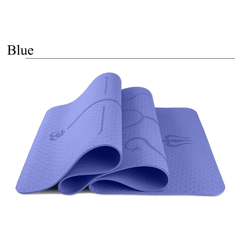 Blue 1830*610*6mm TPE Yoga Mat with Position Line Non-slip and Tasteless Fitness Mat Pilates Beginner Environmental Fitness Gymnastic - Цвет: Blue
