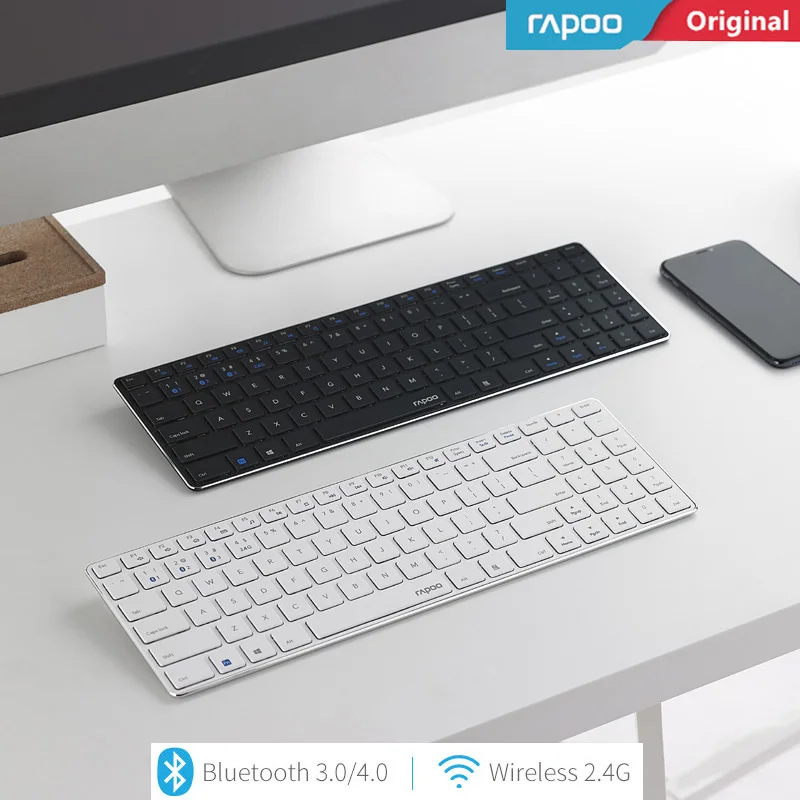 Новый Rapoo E9300 Bluetooth + 2 4G мульти медиа ультра тонкая мини беспроводная клавиатура