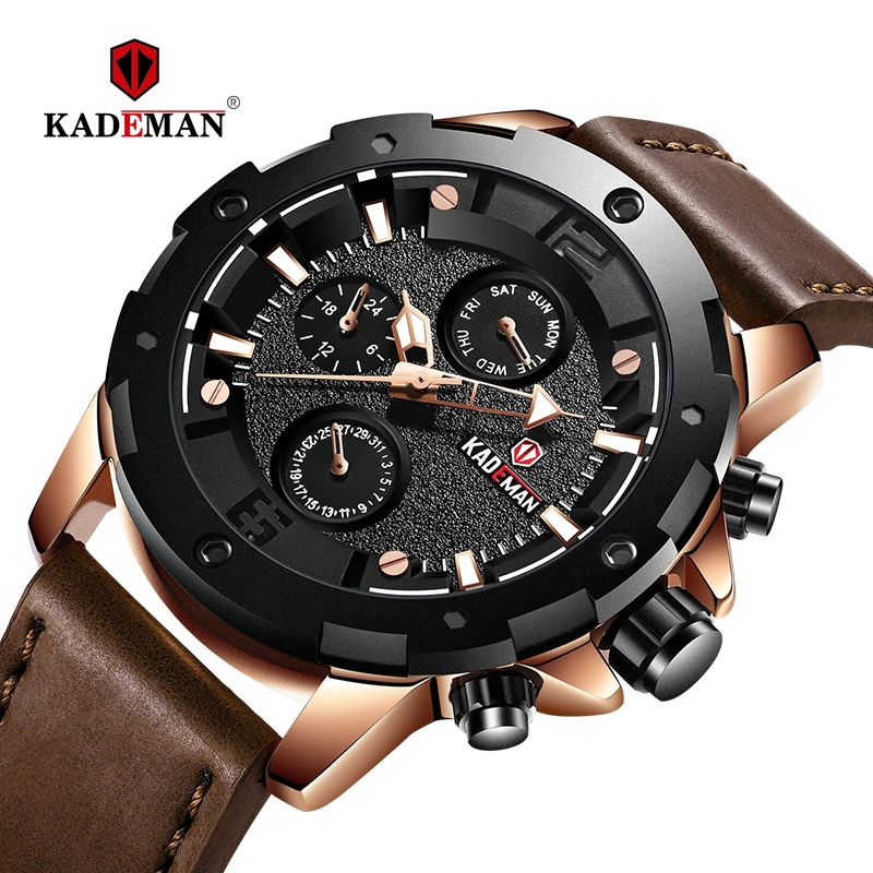 Kademan Мужские часы Роскошные Бизнес Кварцевые мужские военные водонепроницаемые