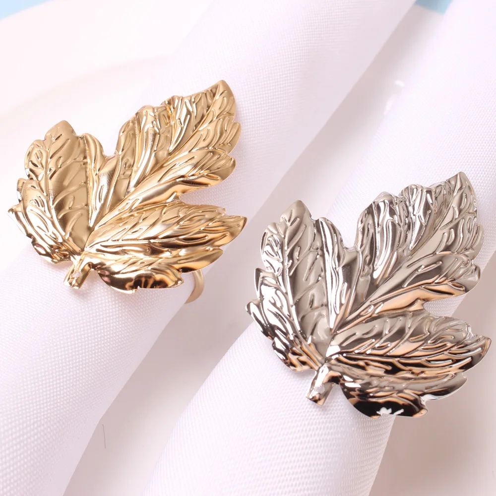 

10pcs/lot Metal leaf napkin buckle Maple leaf napkin ring Leaf napkin ring Paper napkin ring