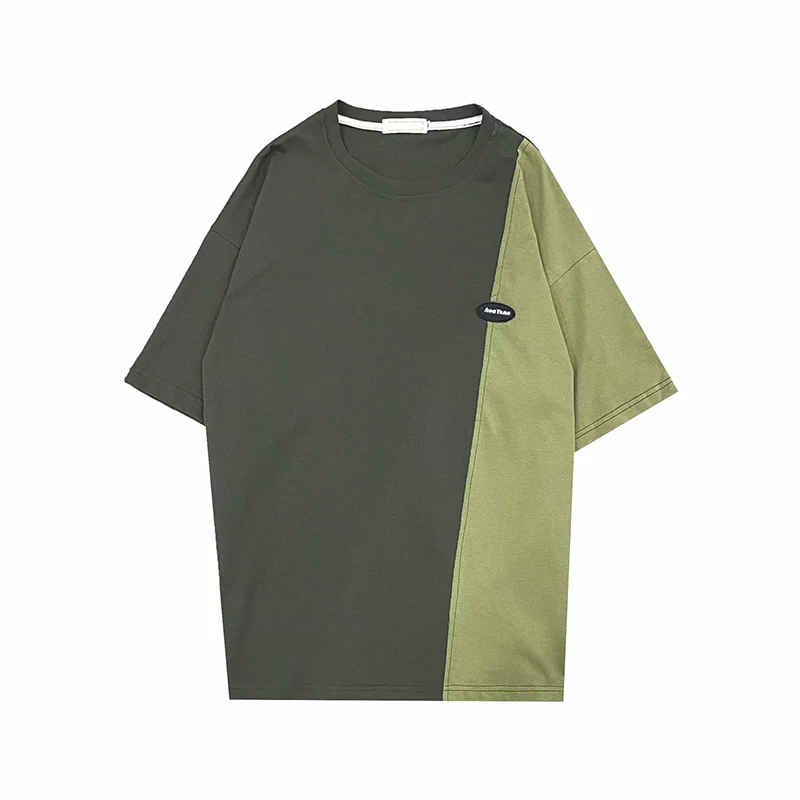 

Summer Hit Color T-shirt Men Korean Fashion Loose Casual T-shirt Men Harajuku Streetwear Retro Five-point Sleeve T-shirt Men