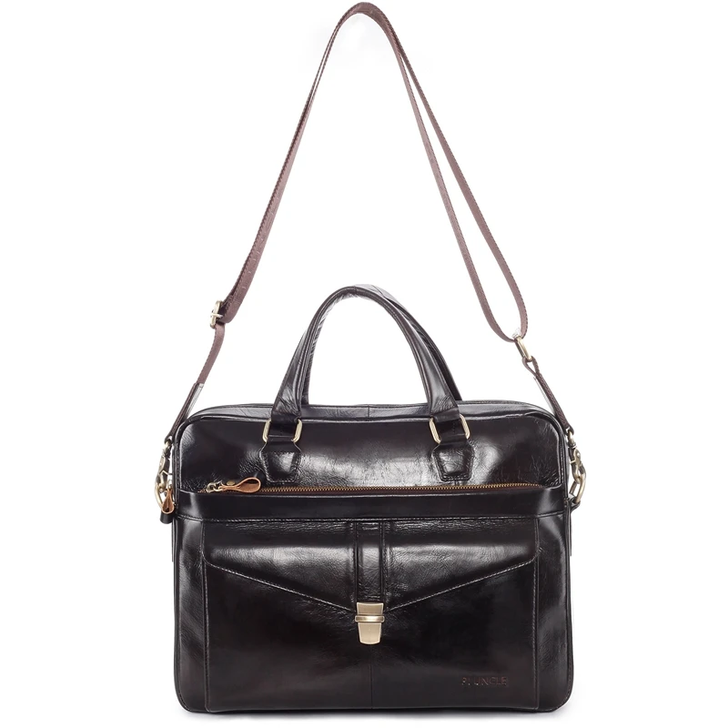 

PI UNCLE Brand Men's Business Briefcase Highend First-Layer Leather Casual Shoulder Messenger Bag Laptop Bag