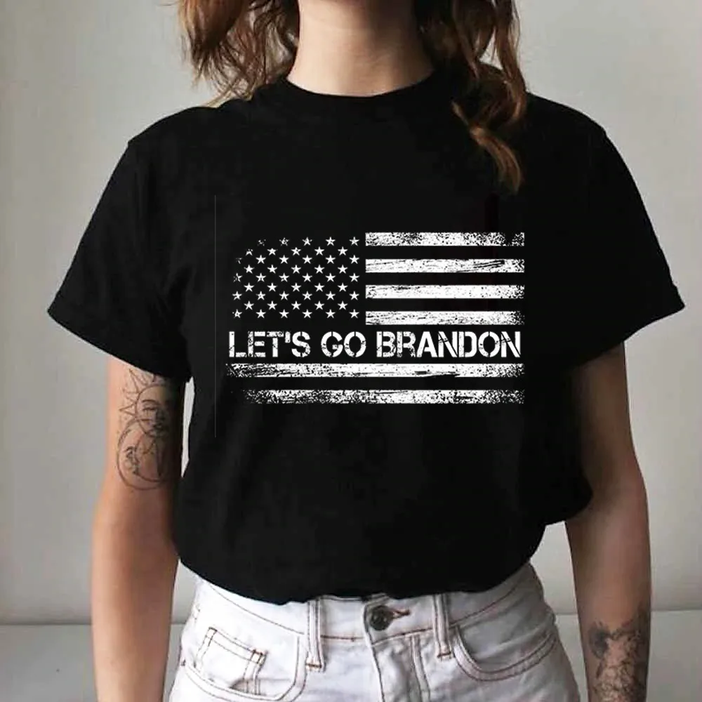 

Let's Go Brandon Cartoon Printed Tops Women Black T Shirt Tshirt Let's Go Brandon T-shirt Fashion Harajuku Tee Shirt Femme