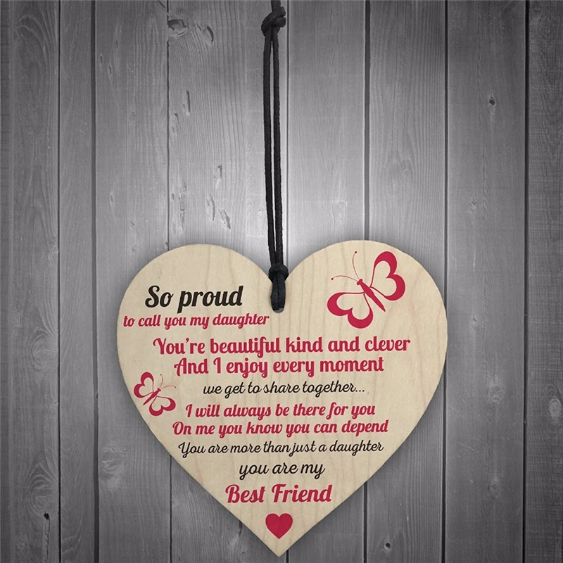

Printed With Loving Information Plaque For Daughter From Parents Wooden Heart Sign Christmas Tree Ornaments Keepsake Gife