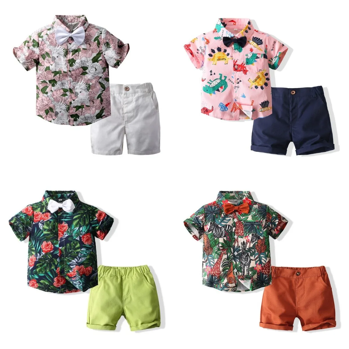 

New Summer Boys Kids Beach Suits High Quality Fashion Casual Childrens Clothing 2 Piece Sets Shirts Shorts Clothies Promotion