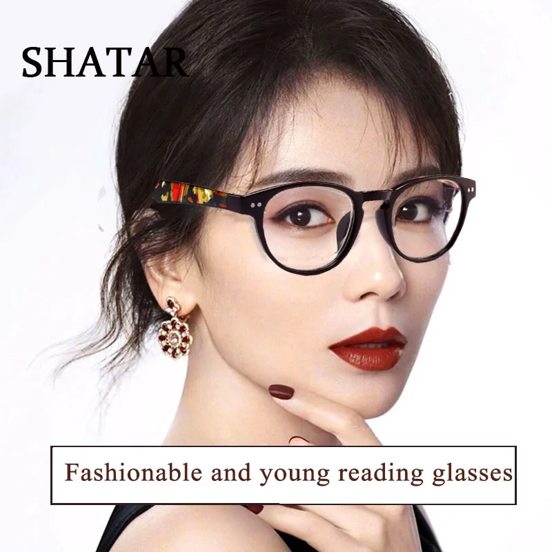 

Shatar New Round Frame Reading Glasses Women Ladies Fashion Look Young Big Lenses The Temples Are Elastic