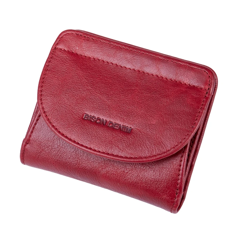BISON DENIM, Женский кошелек из натуральной кожи, модный держатель для карт, Женский кошелек для монет, мини клатч, сумка для денег для девочек, B3274