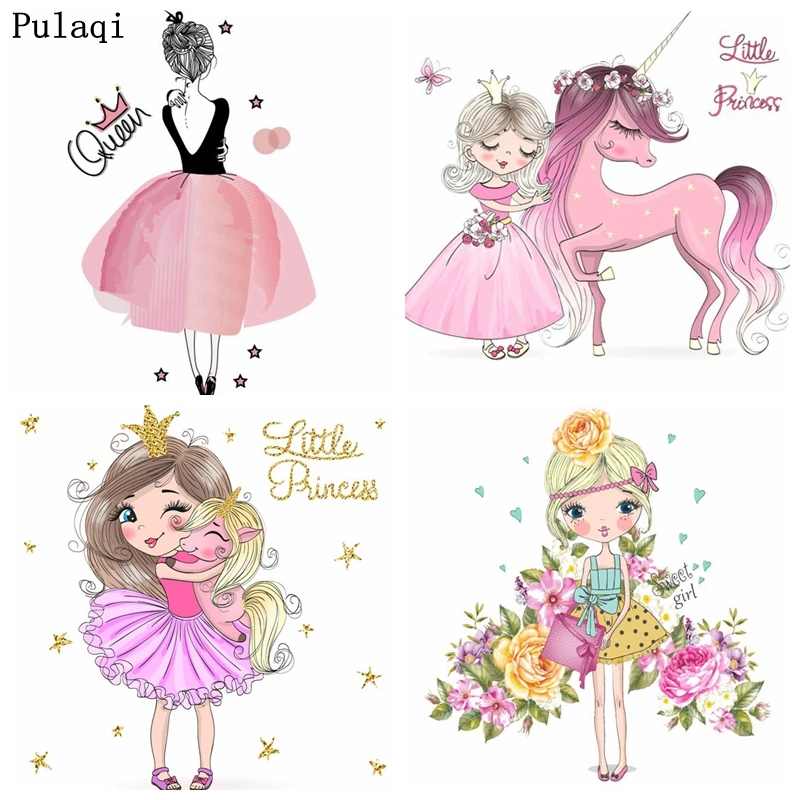 Pulaqi DIY переводная картинка с утюгом мультяшная красота девушка патч Единорог